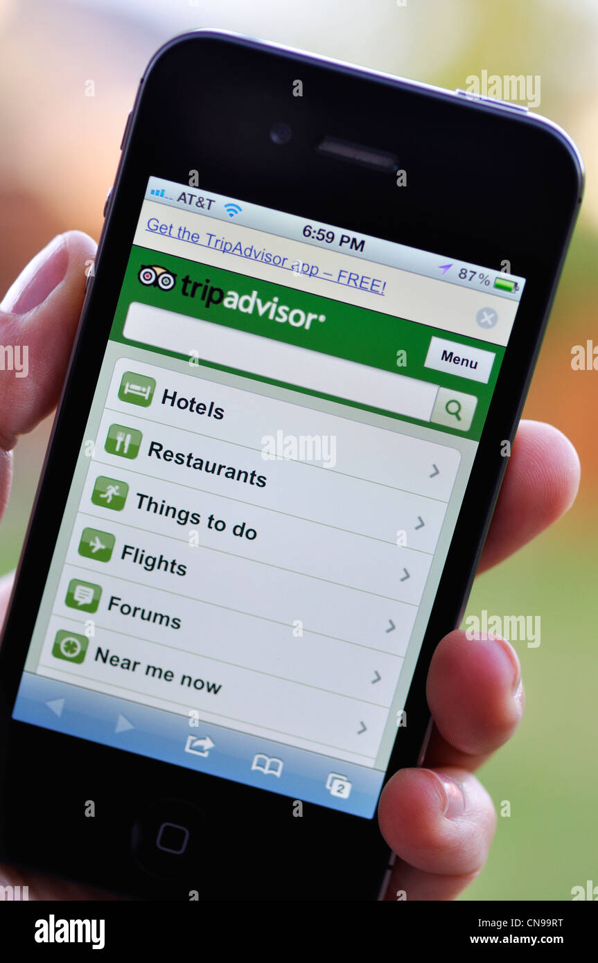 Avis de voyageurs Tripavisor sur iPhone - hotel évaluations Banque D'Images