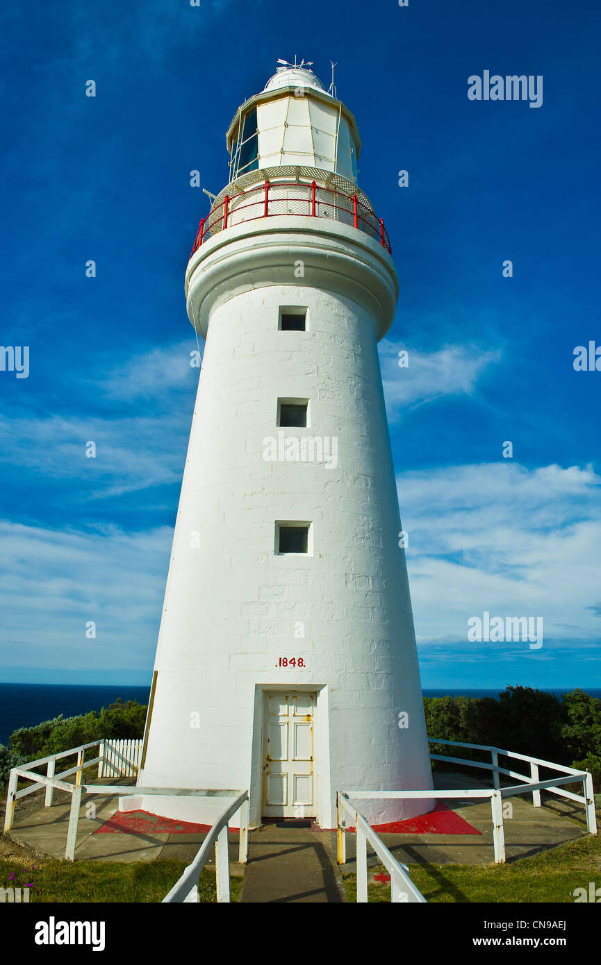 L'Australie, Victoria, Great Ocean Road, Great Otway National Park, Cape Otway, le phare du cap Otway construit en 1848 Banque D'Images