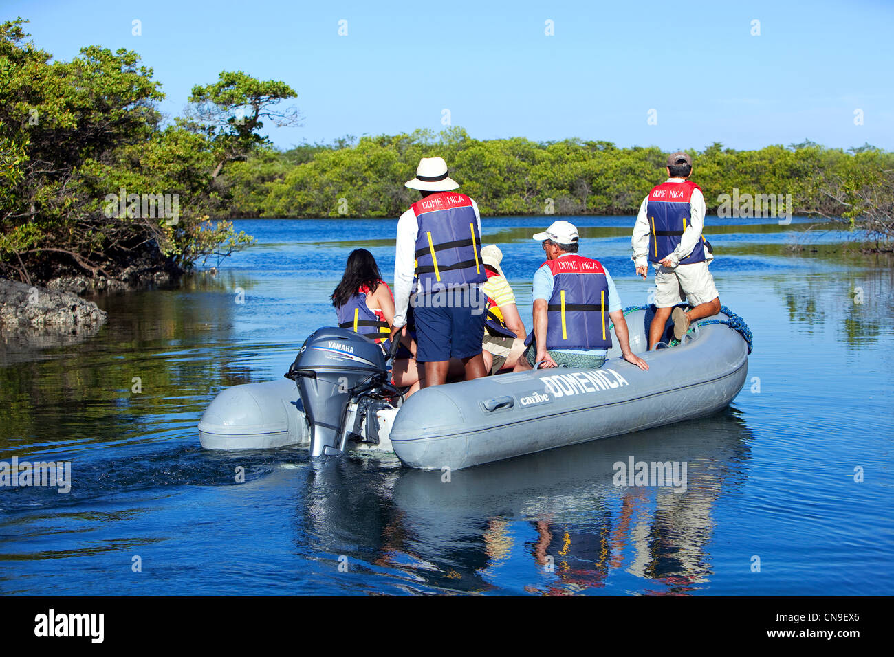 L'Équateur, Îles Galápagos, inscrite au Patrimoine Mondial de l'UNESCO, l'île Isabela, Elizabeth Bay, voyage en bateau dans le caoutchouc Banque D'Images