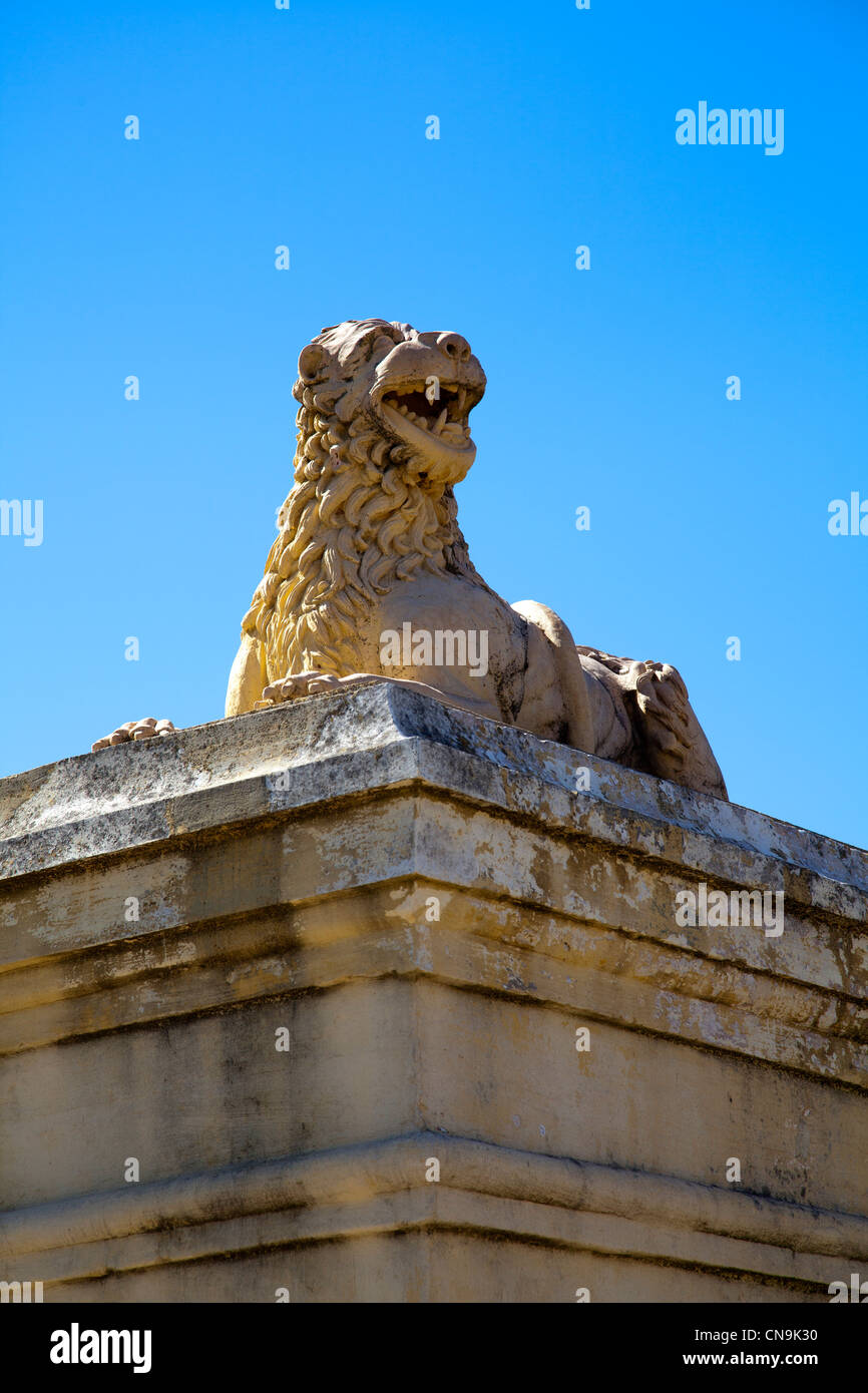 Lion sur passerelle sur le château de Bonne Espérance à Cape Town Banque D'Images