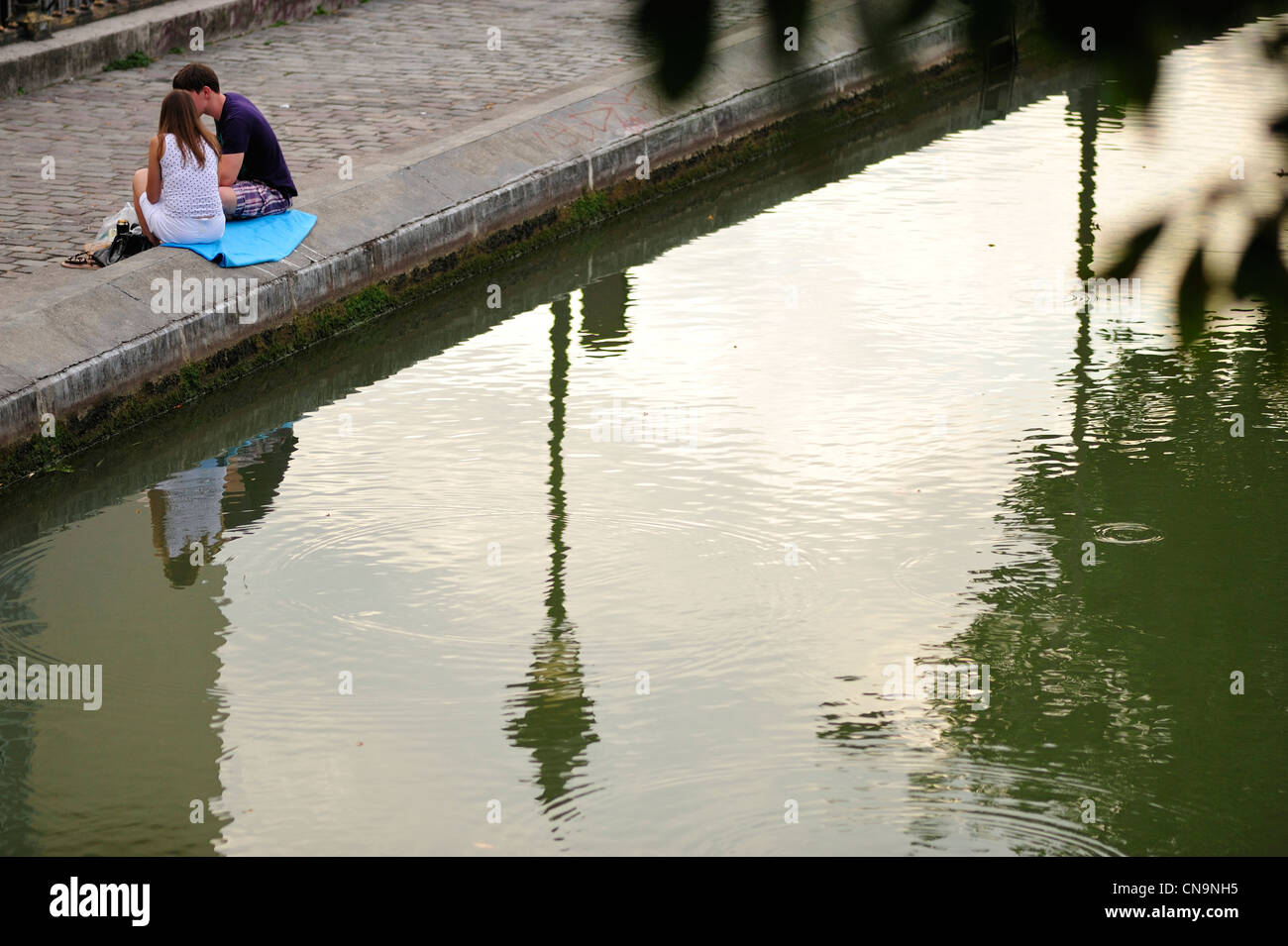 France, ile de France, Paris, 10ème arrondissement, Canal St Martin, Banque D'Images