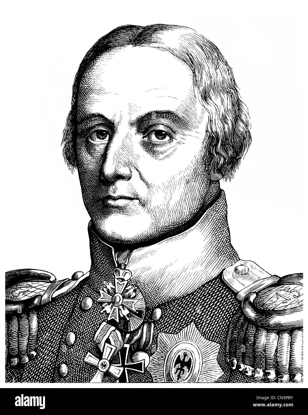 Dimensions historiques, 19e siècle, Friedrich Wilhelm Freiherr von Buelow, comte de Dennewitz, 1755 - 1816, un général prussien Banque D'Images