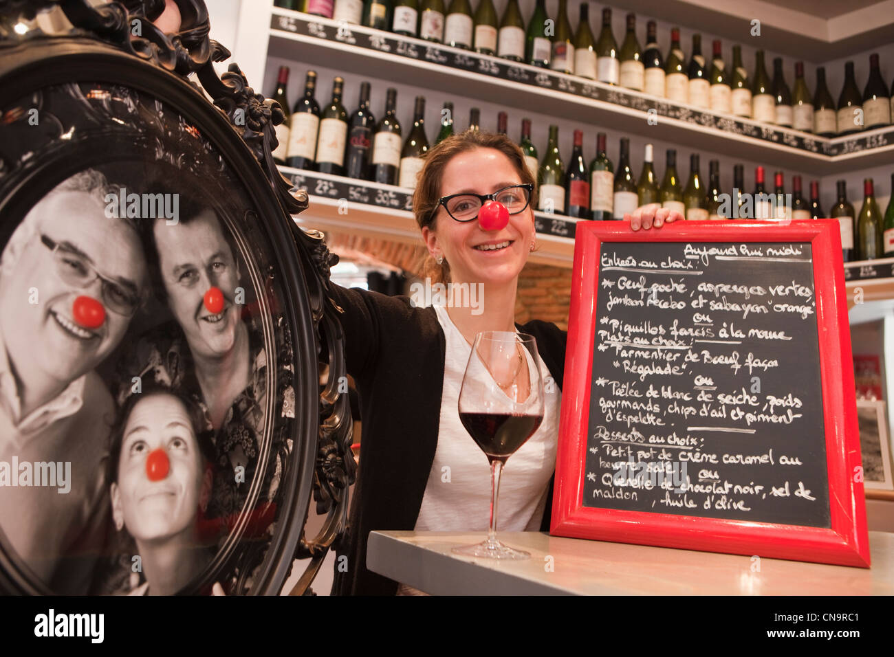 France, Haute Garonne, Toulouse, Elsa Abadie dans son restaurant, le nez rouge Banque D'Images