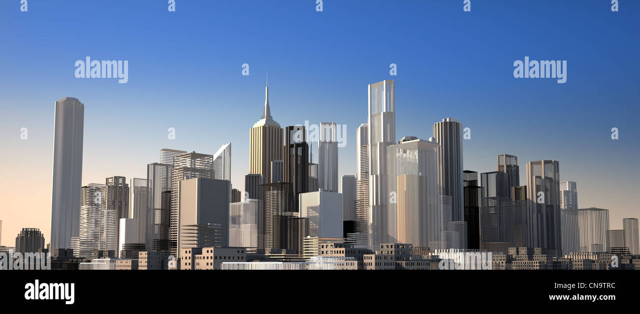 Paysage urbain moderne à la lumière du jour. Vue en gros plan. Les bâtiments sont fournis, tels qu'ils sont un modèle à l'échelle. Banque D'Images