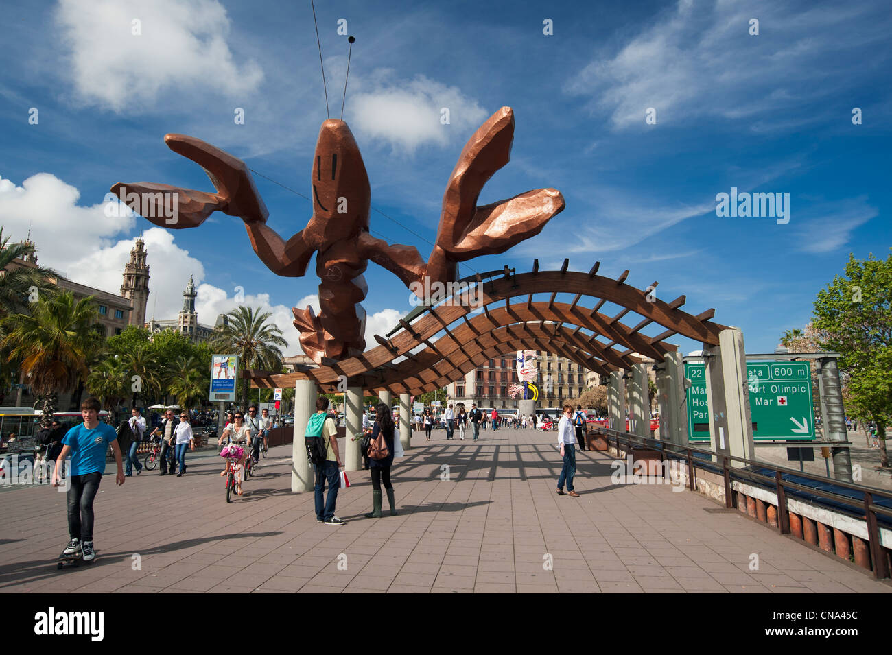 Espagne, Catalogne, Barcelone, Ciutat Vella District, Passeig de Colom, La Gamba (sculpture) de la crevette par créateur Xavier Banque D'Images