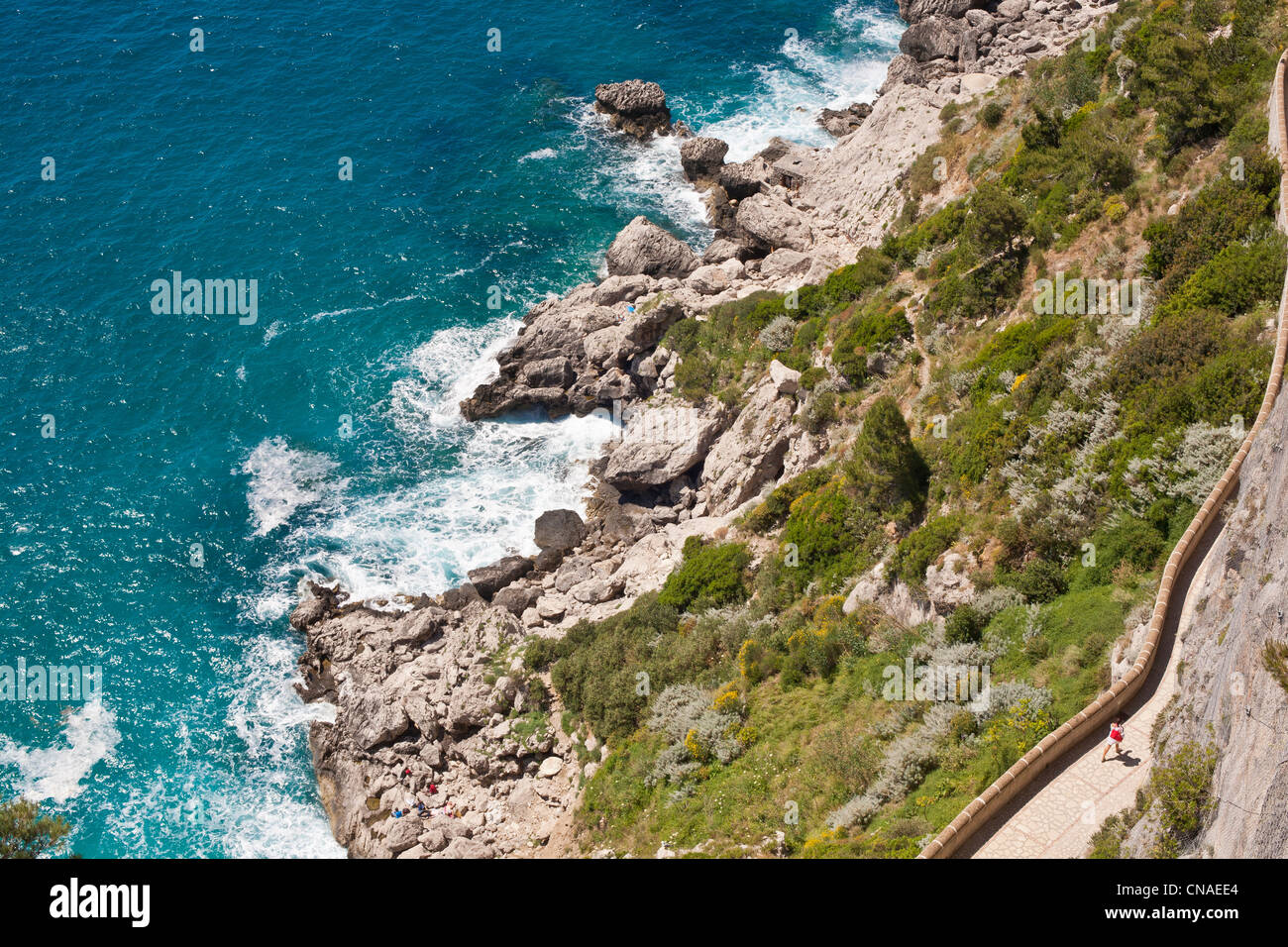 L'Italie, Campanie, Golfe de Naples, Capri, Marina Piccola, via Krupp, un chemin construit dans les années 1900 par l'industriel allemand Friedrich Banque D'Images