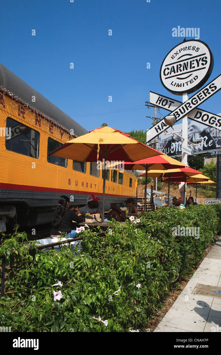 United States, California, Los Angeles, Hollywood, restauration rapide dans un vieux wagon sur Sunset Boulevard Banque D'Images