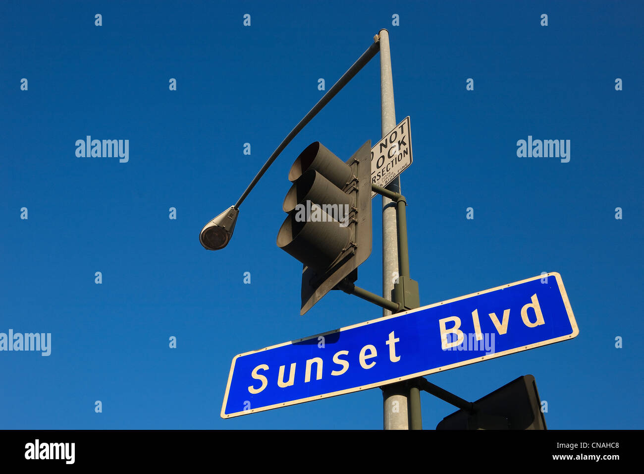 United States, California, Los Angeles, Hollywood, sur Sunset Boulevard rue signl Banque D'Images