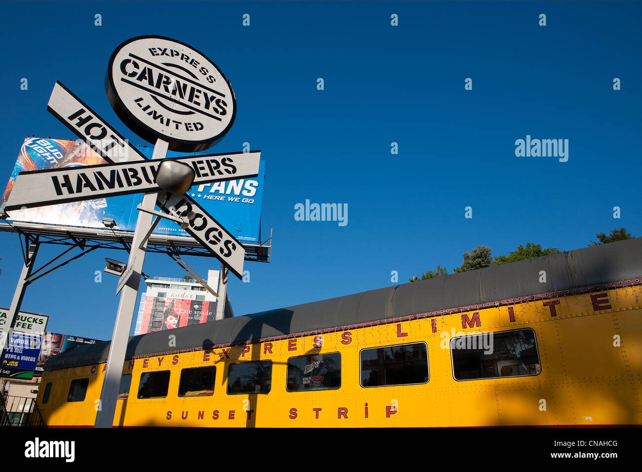 United States, California, Los Angeles, Hollywood, restauration rapide dans un vieux wagon sur Sunset Boulevard Banque D'Images