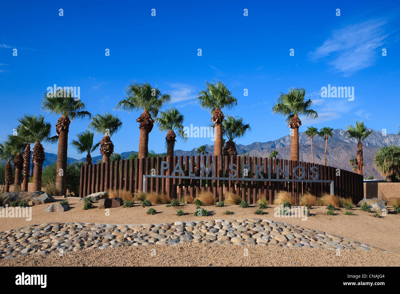 United States, California, Palm Springs, connectez-vous aux limites de la ville Banque D'Images
