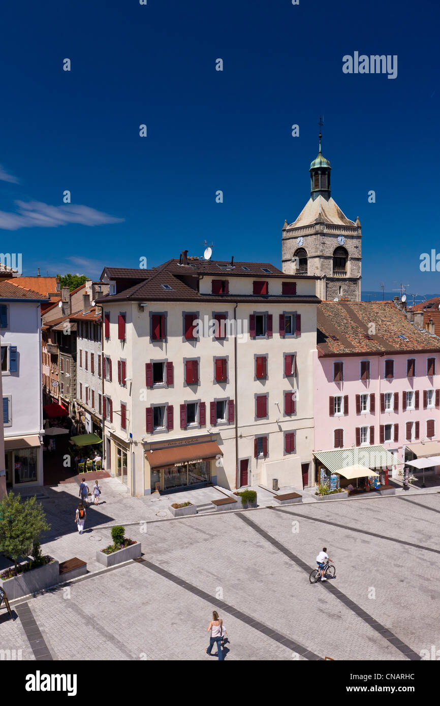 France, Haute Savoie, Le Chablais, Evian, rues piétonnes du centre-ville Banque D'Images