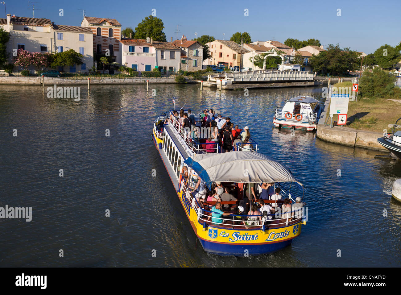La France, Gard, Aigues Mortes, croisière sur le canal maritime Banque D'Images