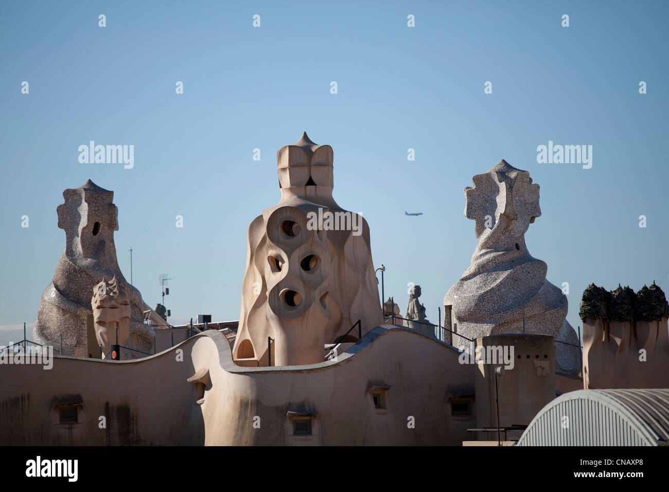 Bâtiment de Gaudi sur le toit Banque D'Images