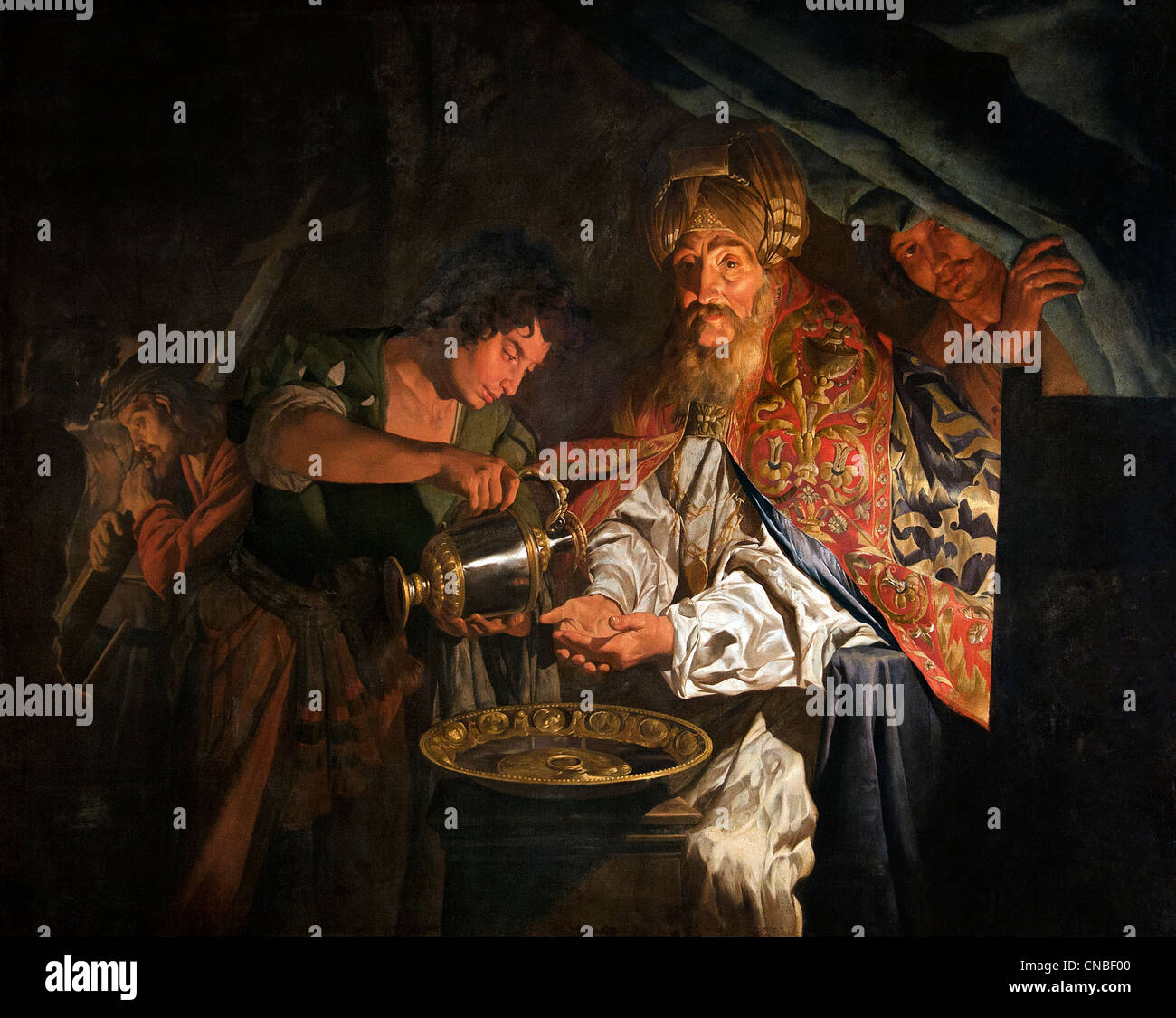 Pilate se laver les mains après la condamnation à mort du Christ Mathias STOM 1600 - 1650 Pays-Bas du sud flamand néerlandais Banque D'Images