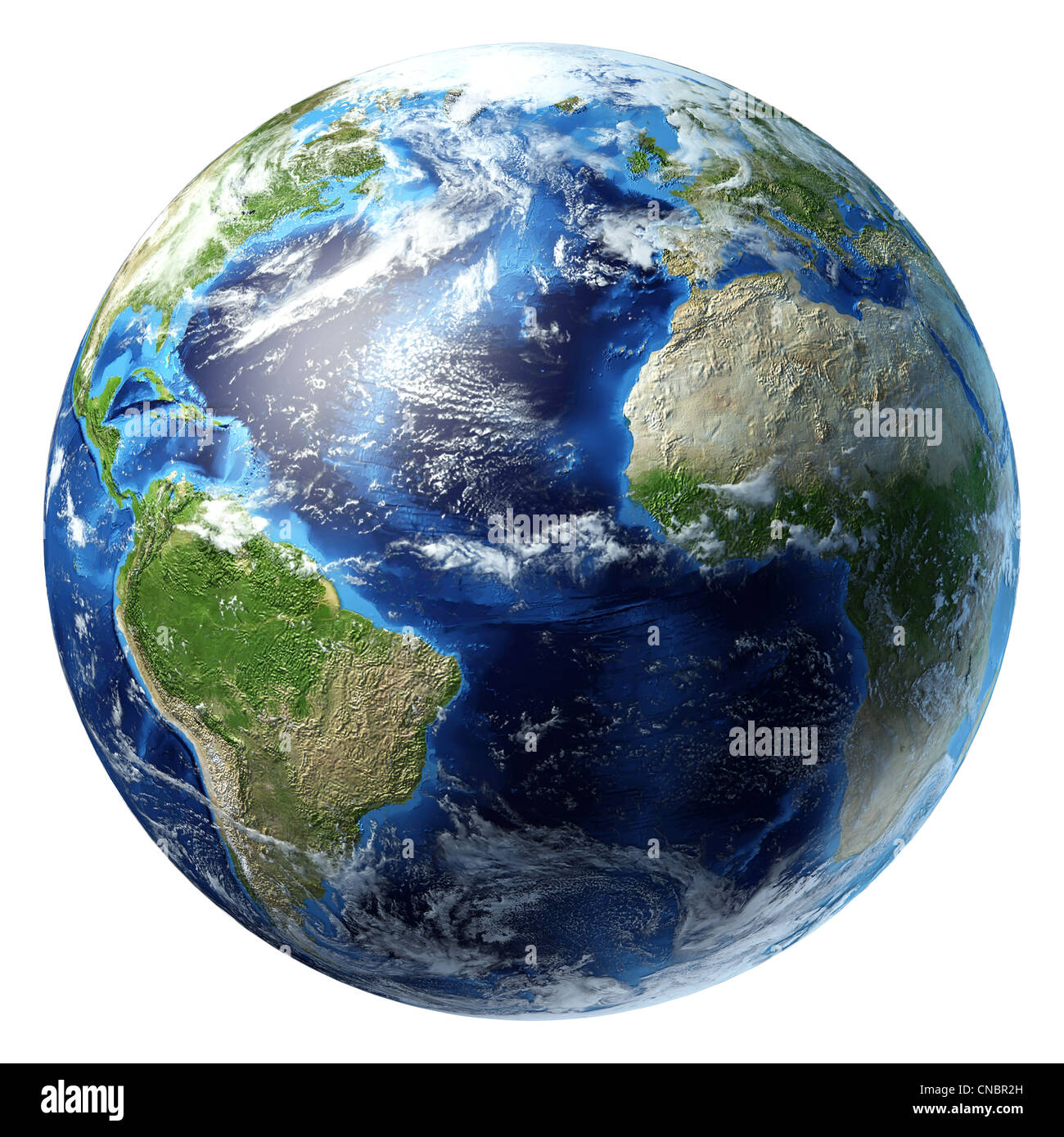 La planète terre avec quelques nuages. Vue sur l'océan Atlantique. Banque D'Images