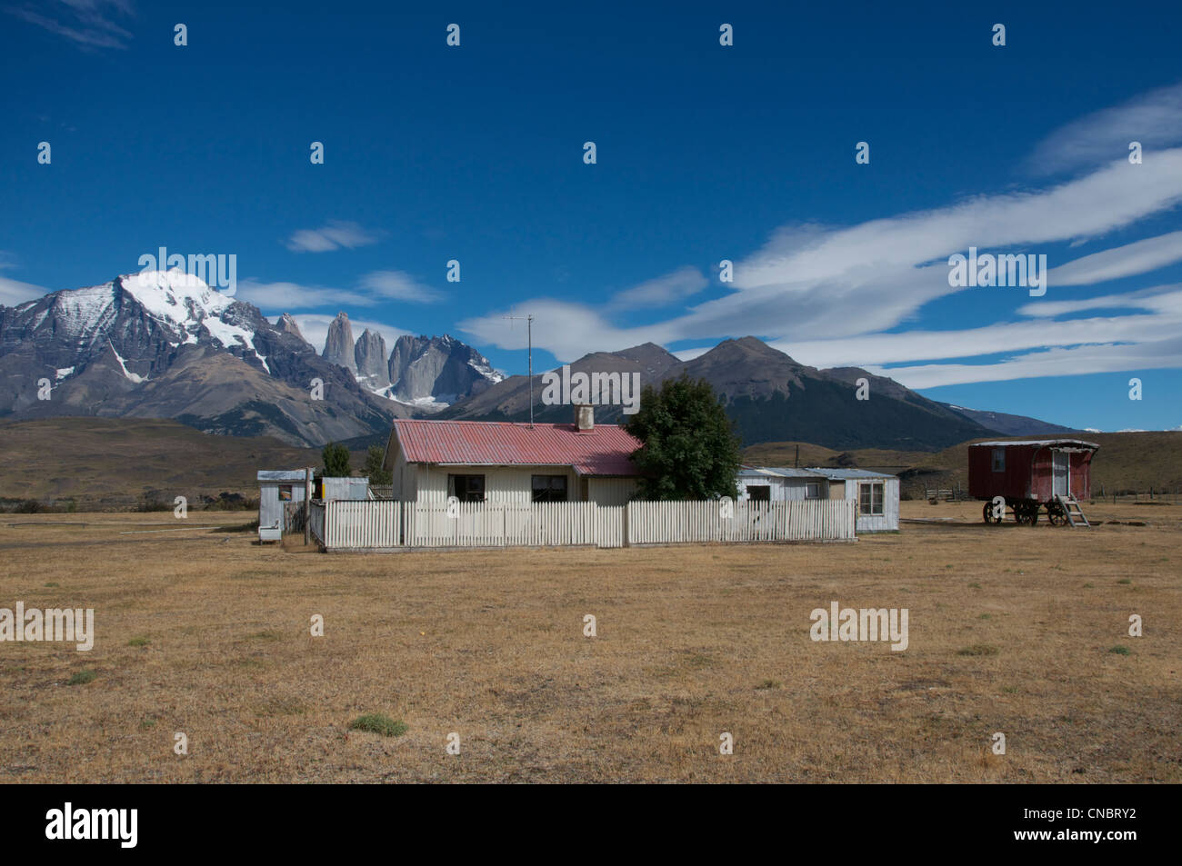 Homestead Parc National Torres del Paine Patagonie Chili Banque D'Images