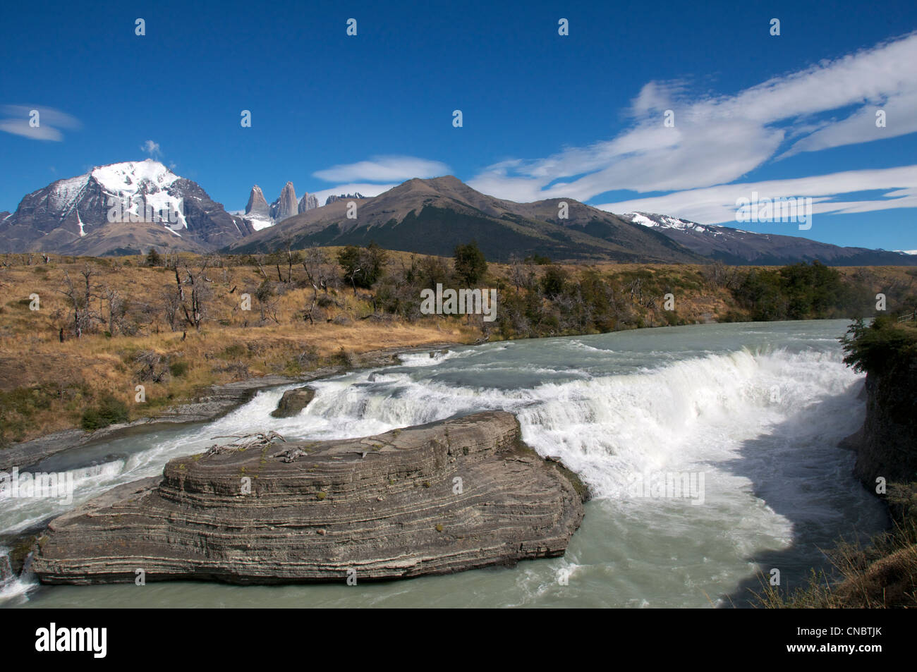 Cascades Rio Paine Paine Parc National Torres del Paine Patagonie Chili Banque D'Images