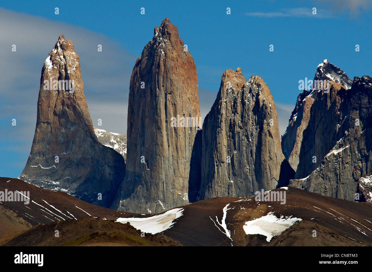 Pinnacles, Parc National Torres del Paine Patagonie Chili Banque D'Images