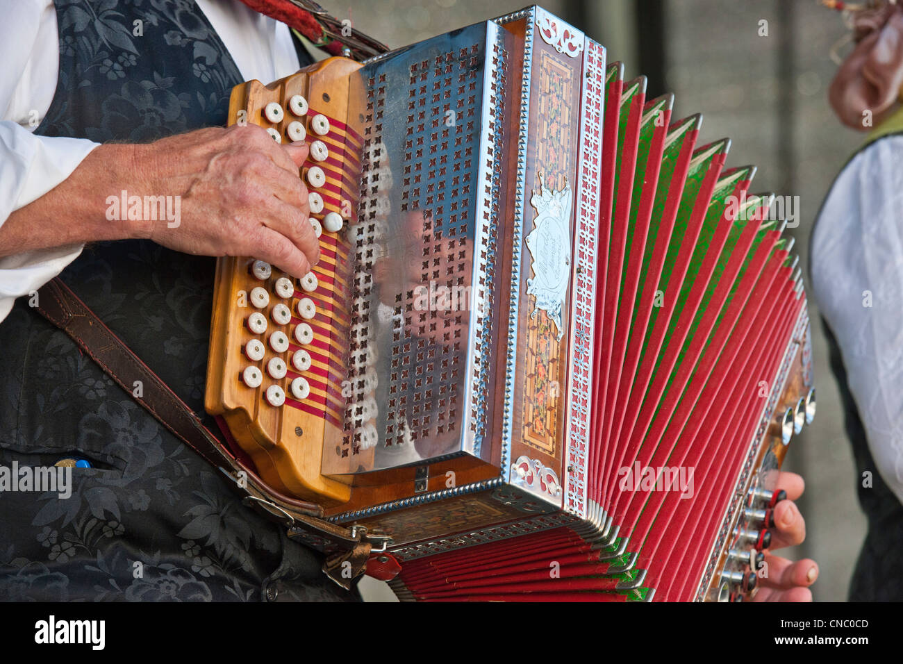 La Slovénie, la région de la Styrie, Maribor, Capitale européenne de la Culture 2012, la vieille ville, groupe folklorique sur la place principale Glavni Trg Banque D'Images