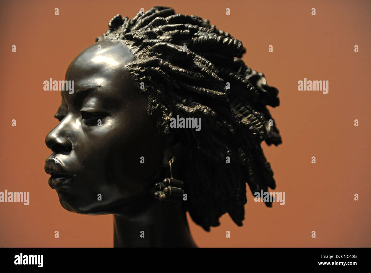 Buste de femme africaine par Charles Henri Joseph Cordier à l'Art Institute de Chicago le 18 mars 2012 à Chicago, Illinois Banque D'Images