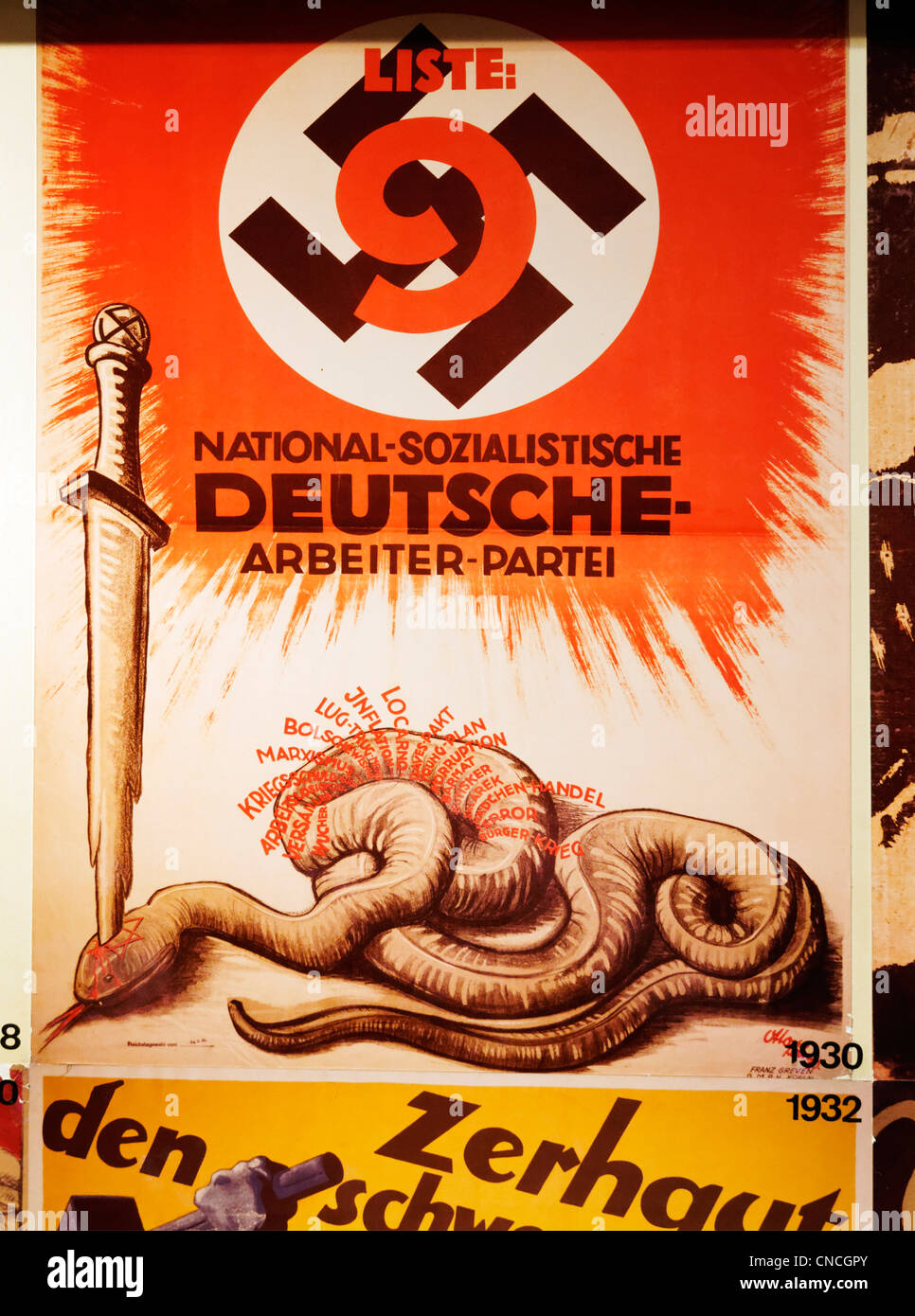 Parti nazi et Communits affiches électorales à partir de l'Allemagne des années 1930 Banque D'Images