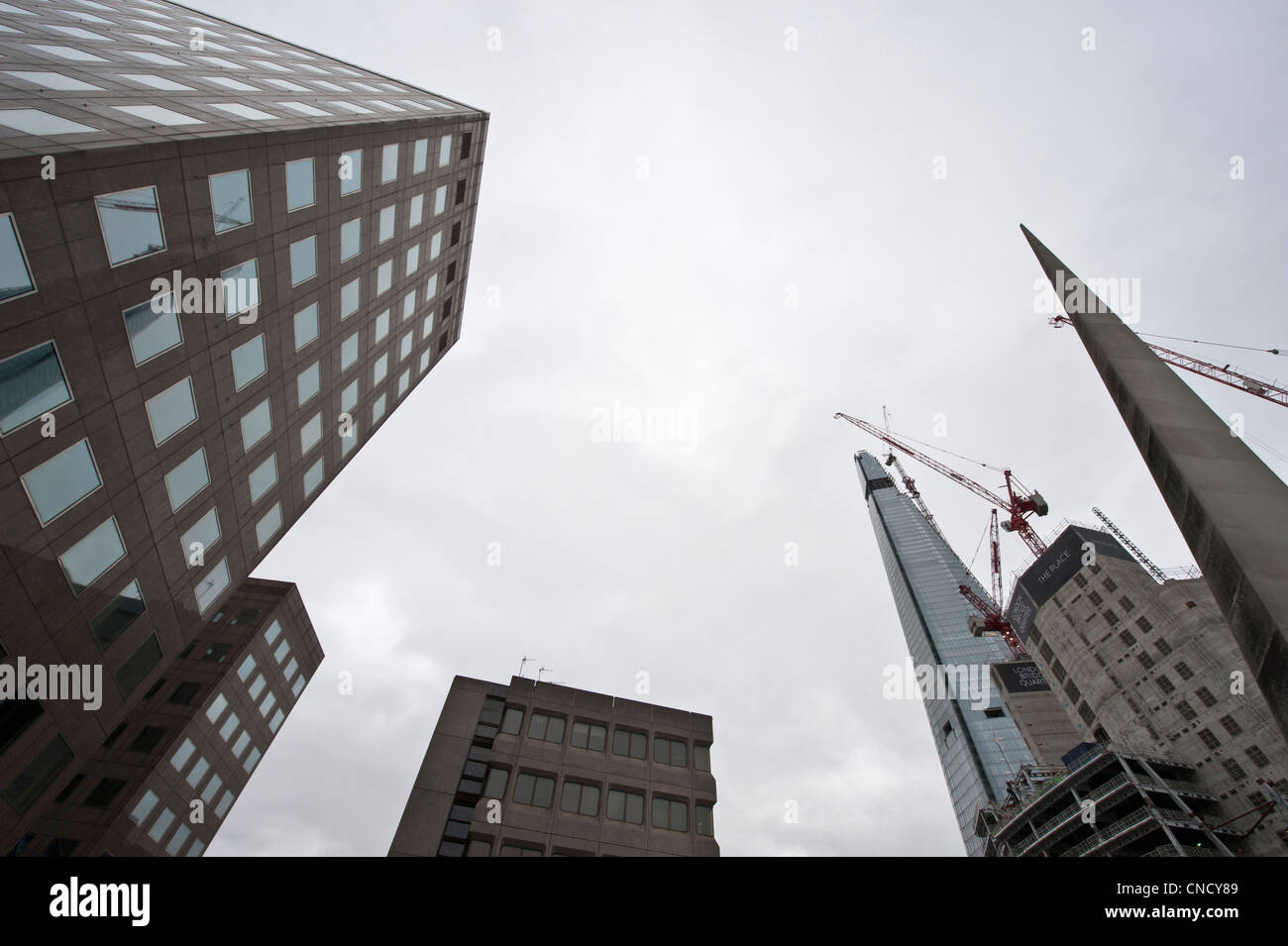 Le Shard et autres grands bâtiments London UK. Vue grand angle extrême. Banque D'Images