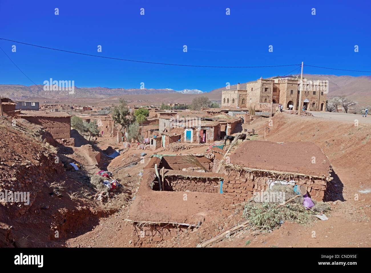 Maisons de boue près de la Kasbah de Telouet Banque D'Images