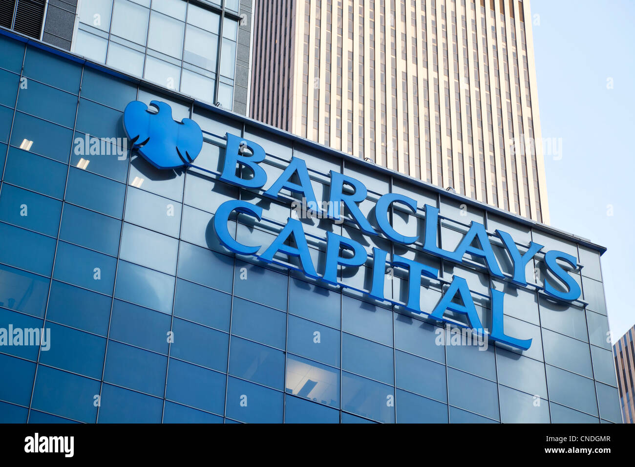 Barclays Capital à Times Square à Manhattan, New York. Le bâtiment a été occupé précédemment par Lehman Brothers. Banque D'Images