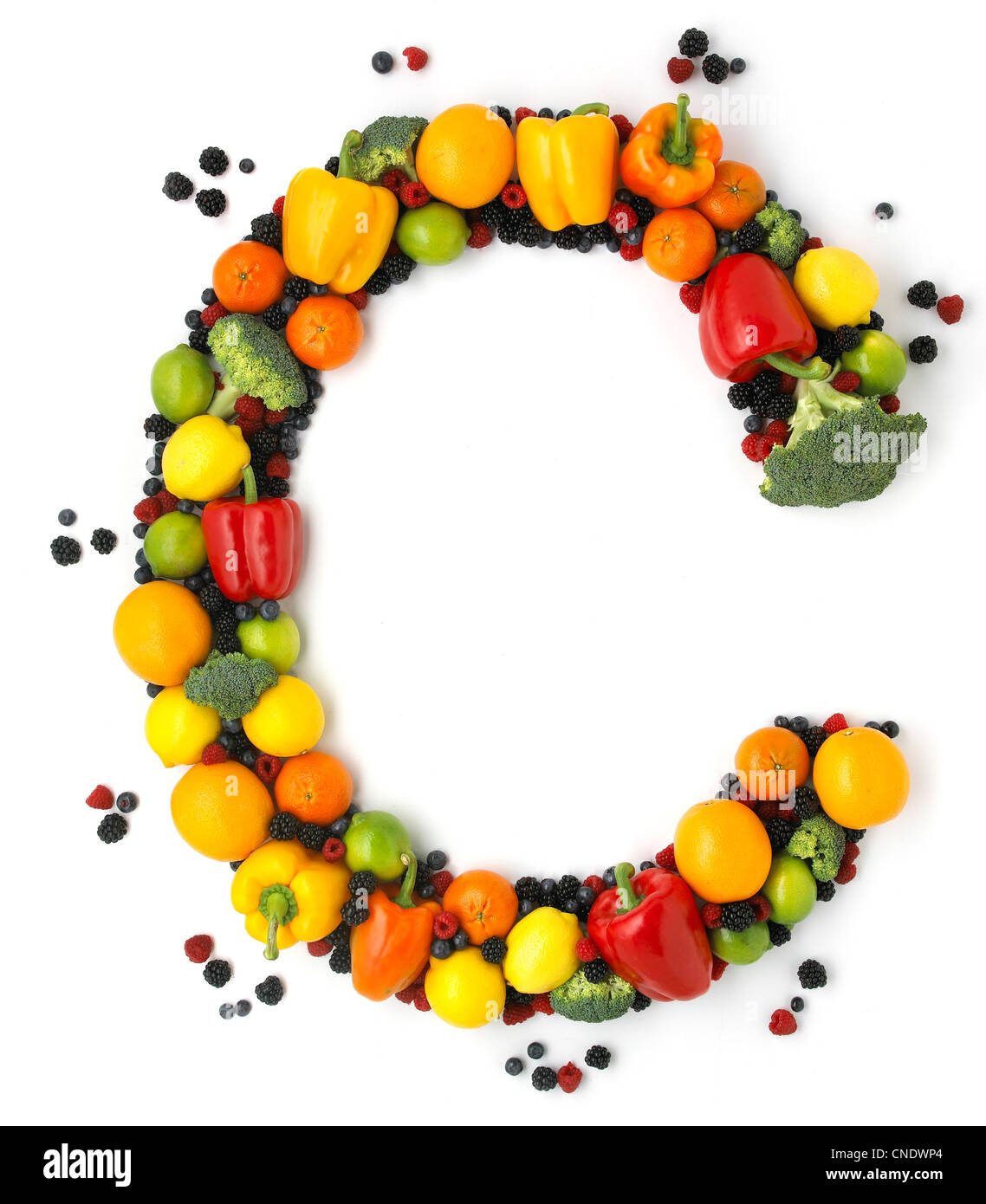 Fruits et légumes dans la lettre C Banque D'Images