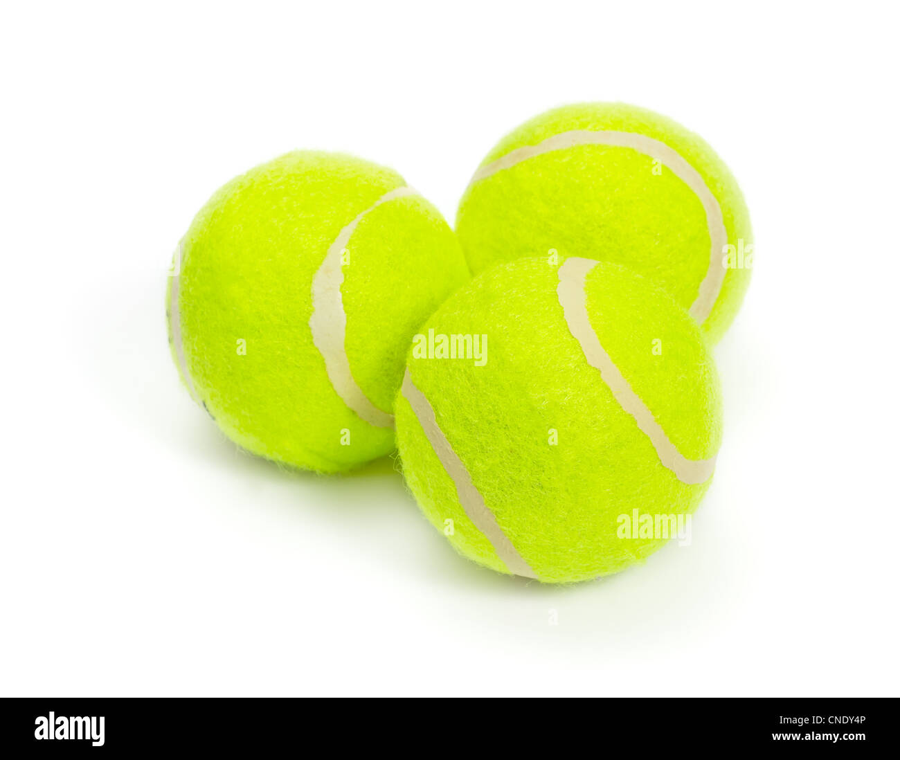 3 balles de tennis sur un fond blanc Banque D'Images