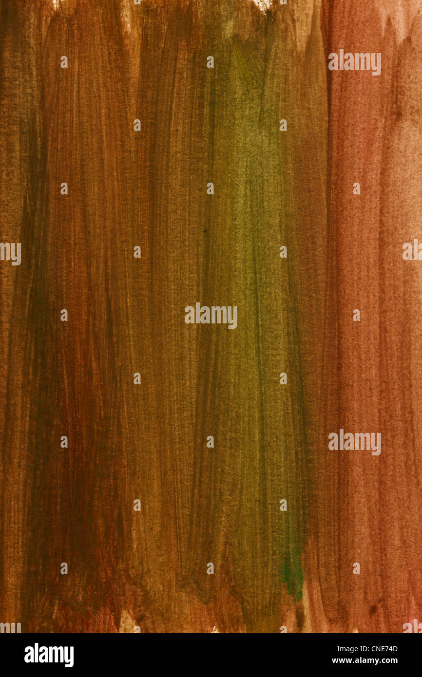 Contexte aquarelle brun et vert peint avec des coups de pinceau verticaux Banque D'Images