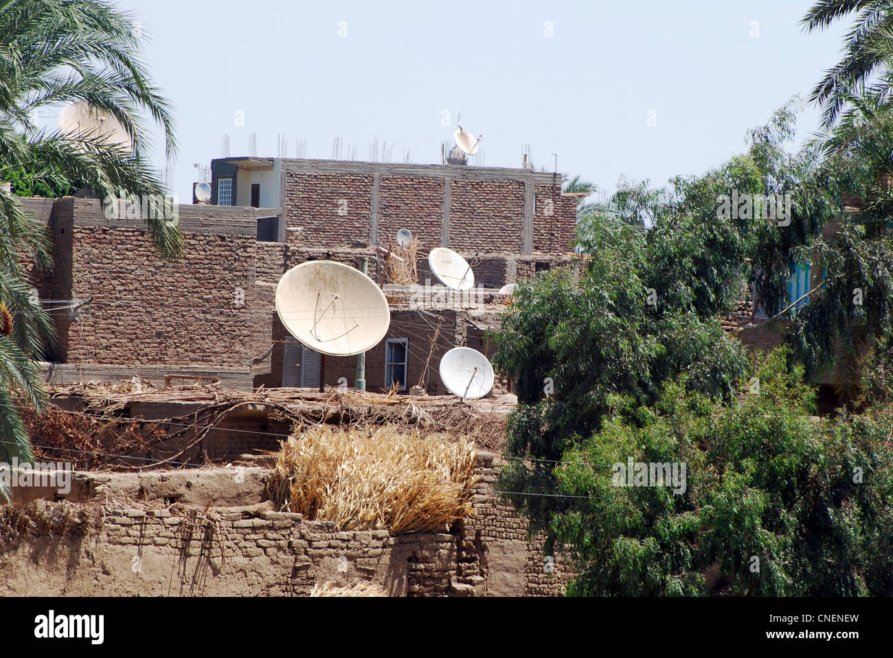 Huttes de boue avec des antennes paraboliques nombre 3113 Banque D'Images