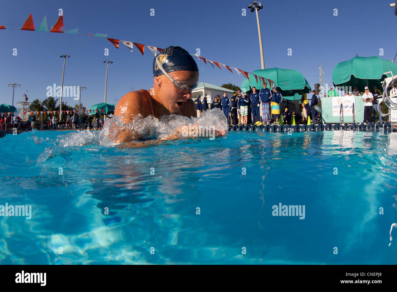 La natation de captures son souffle Banque D'Images