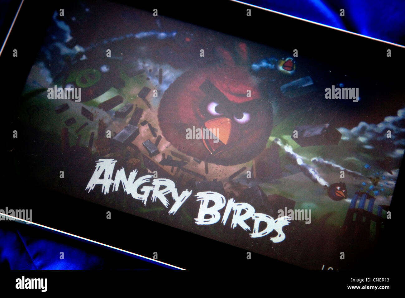 Jeu Angry Birds sur tablette, Londres Banque D'Images