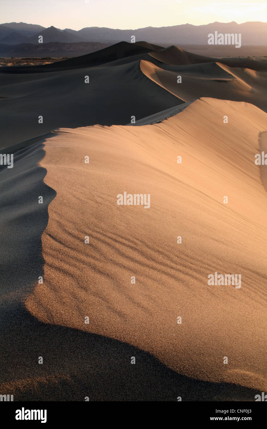 Lever du soleil sur les dunes de la vallée de la mort Banque D'Images