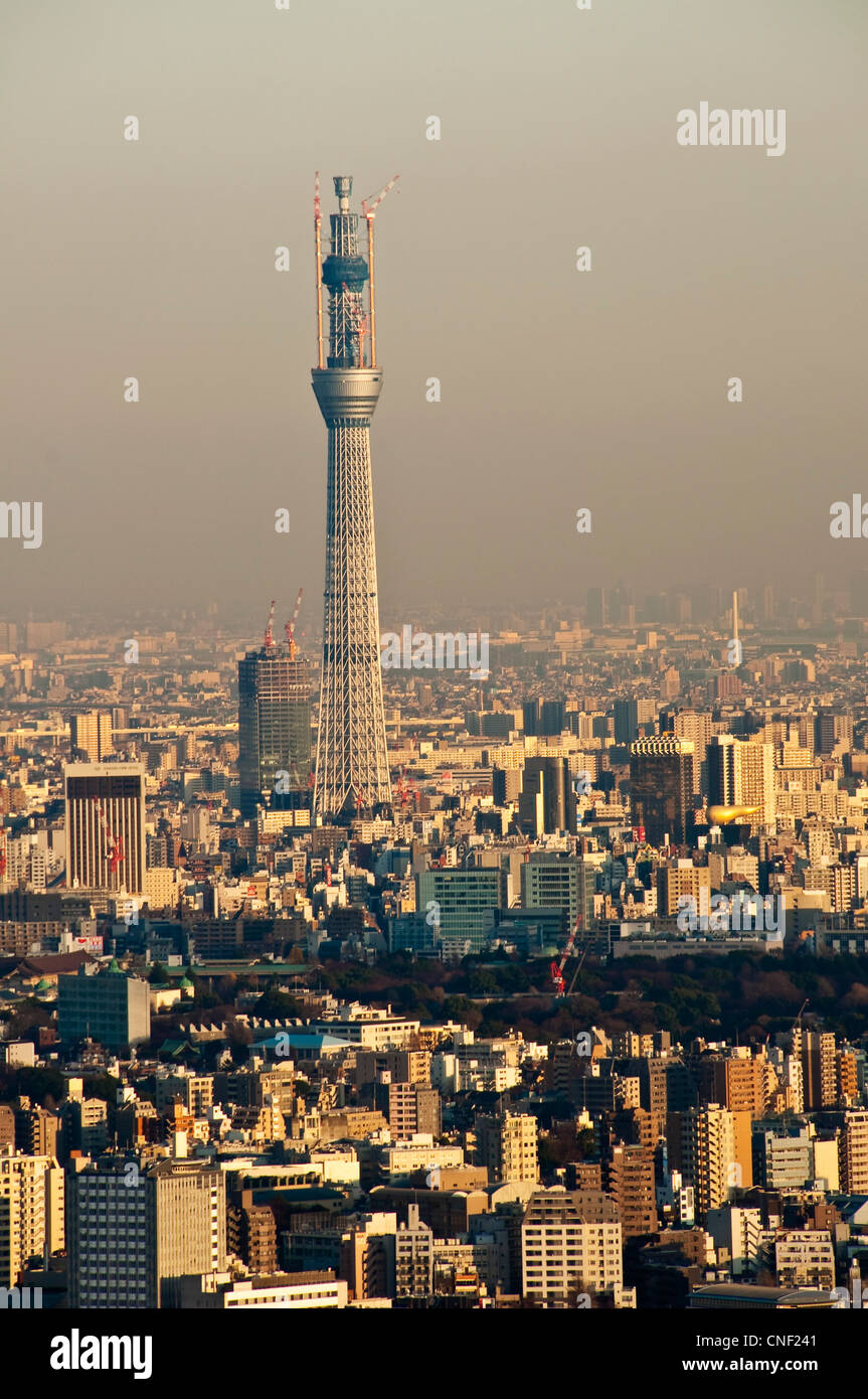 La Tokyo Sky Tree, ou nouvelle Tour de Tokyo, en décembre 2010, vu de l'Ikebukuro Sunshine City pont obversation Banque D'Images