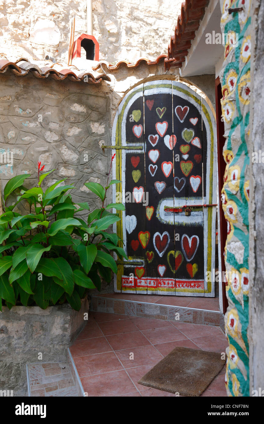 Porte sur l'île de Susak décorées Banque D'Images