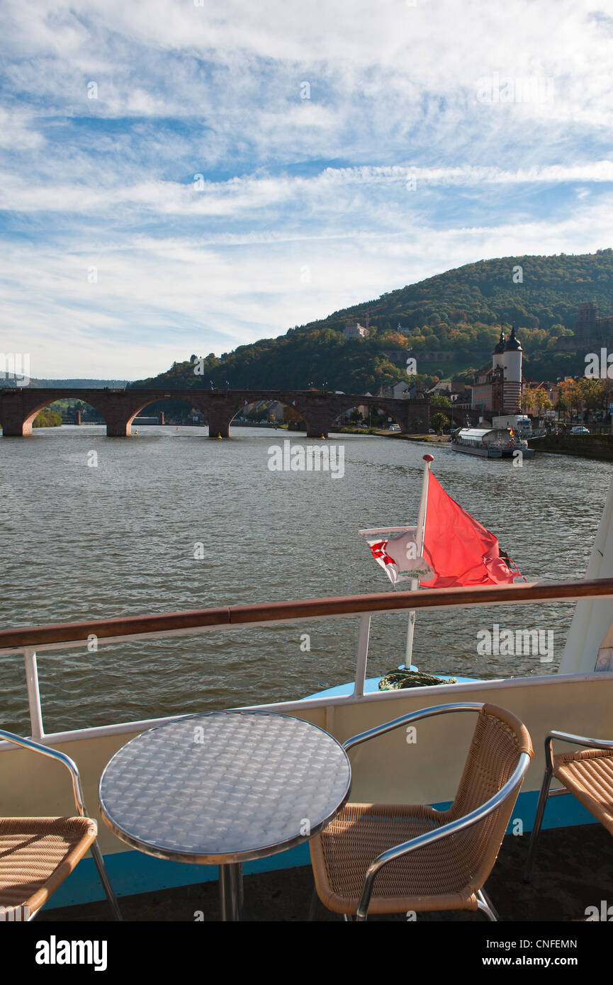 Bateau de croisière sur la rivière Neckar Heidelberg, Allemagne. Banque D'Images