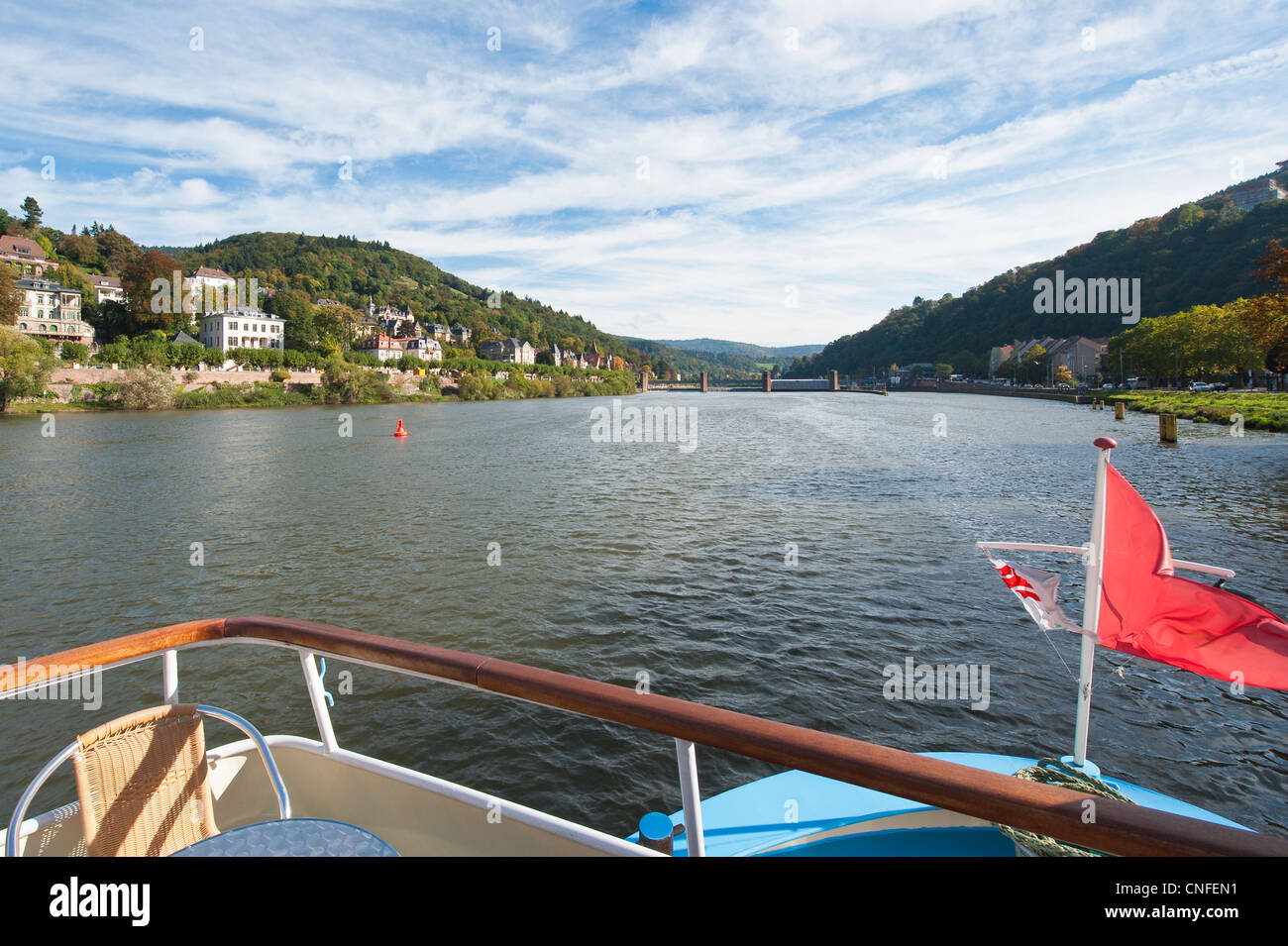 Bateau de croisière sur la rivière Neckar Heidelberg, Allemagne. Banque D'Images