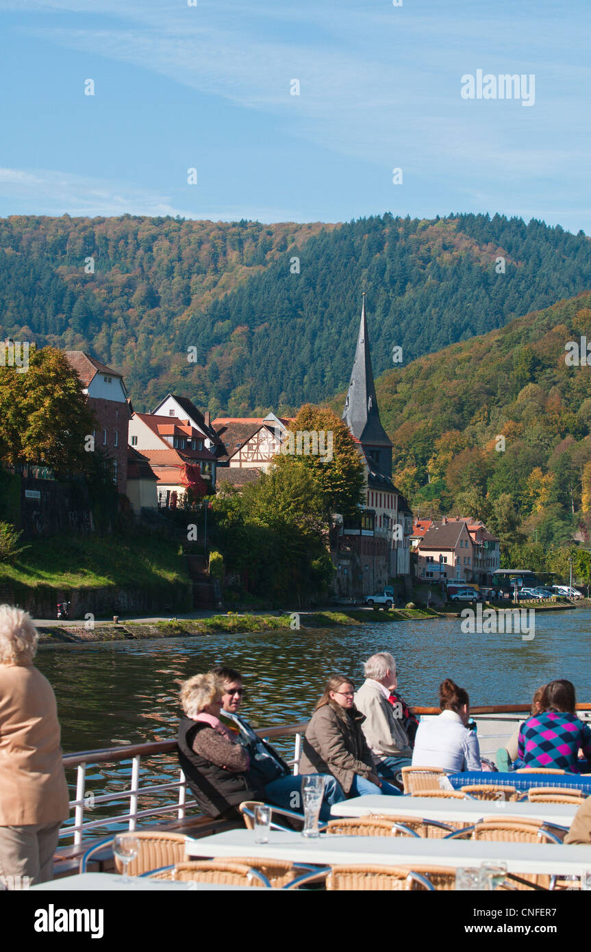 Croisière sur le Neckar, Allemagne. Banque D'Images