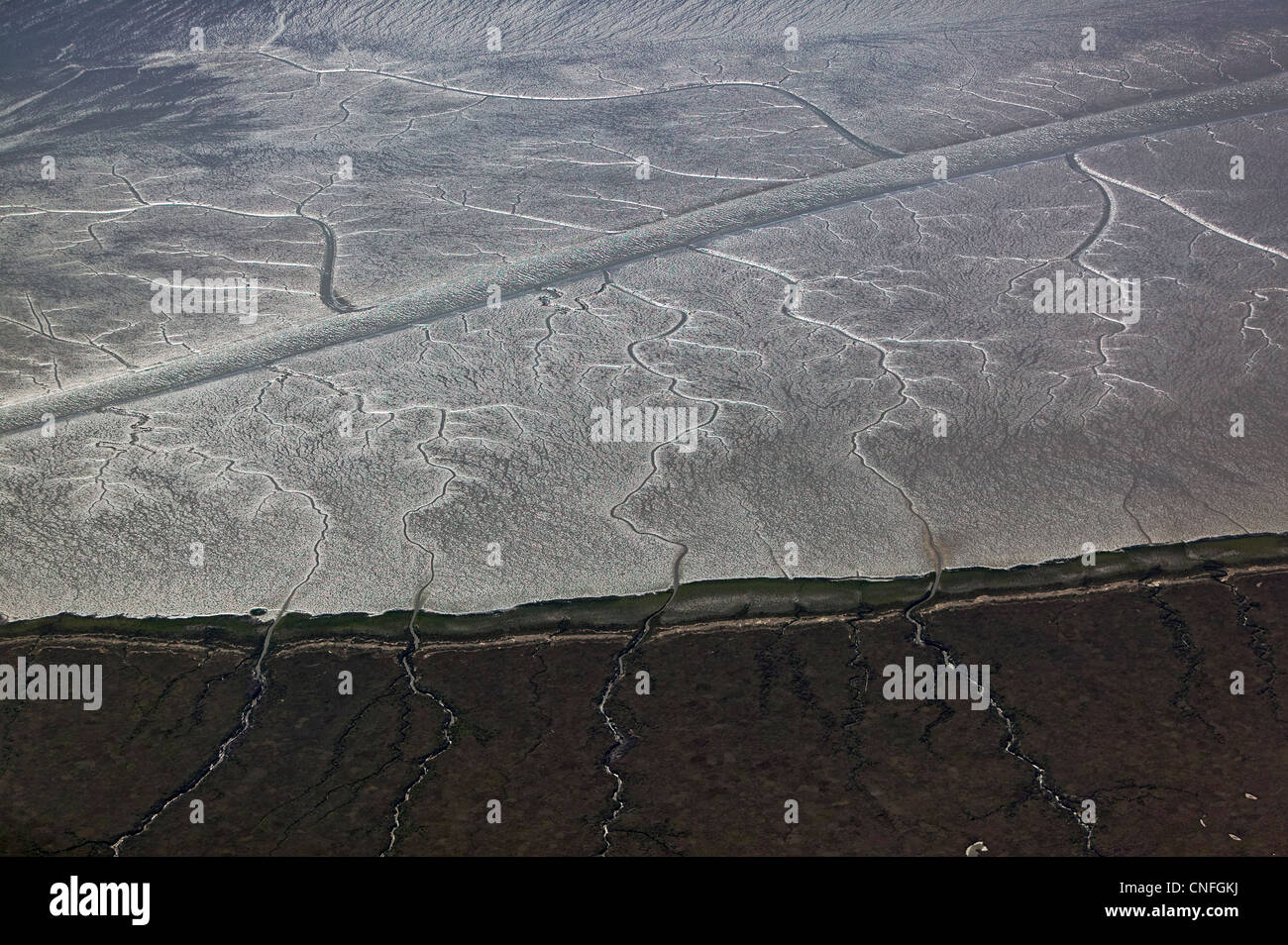 Photographie aérienne des zones humides de la marée des vasières de la baie de San Francisco Banque D'Images