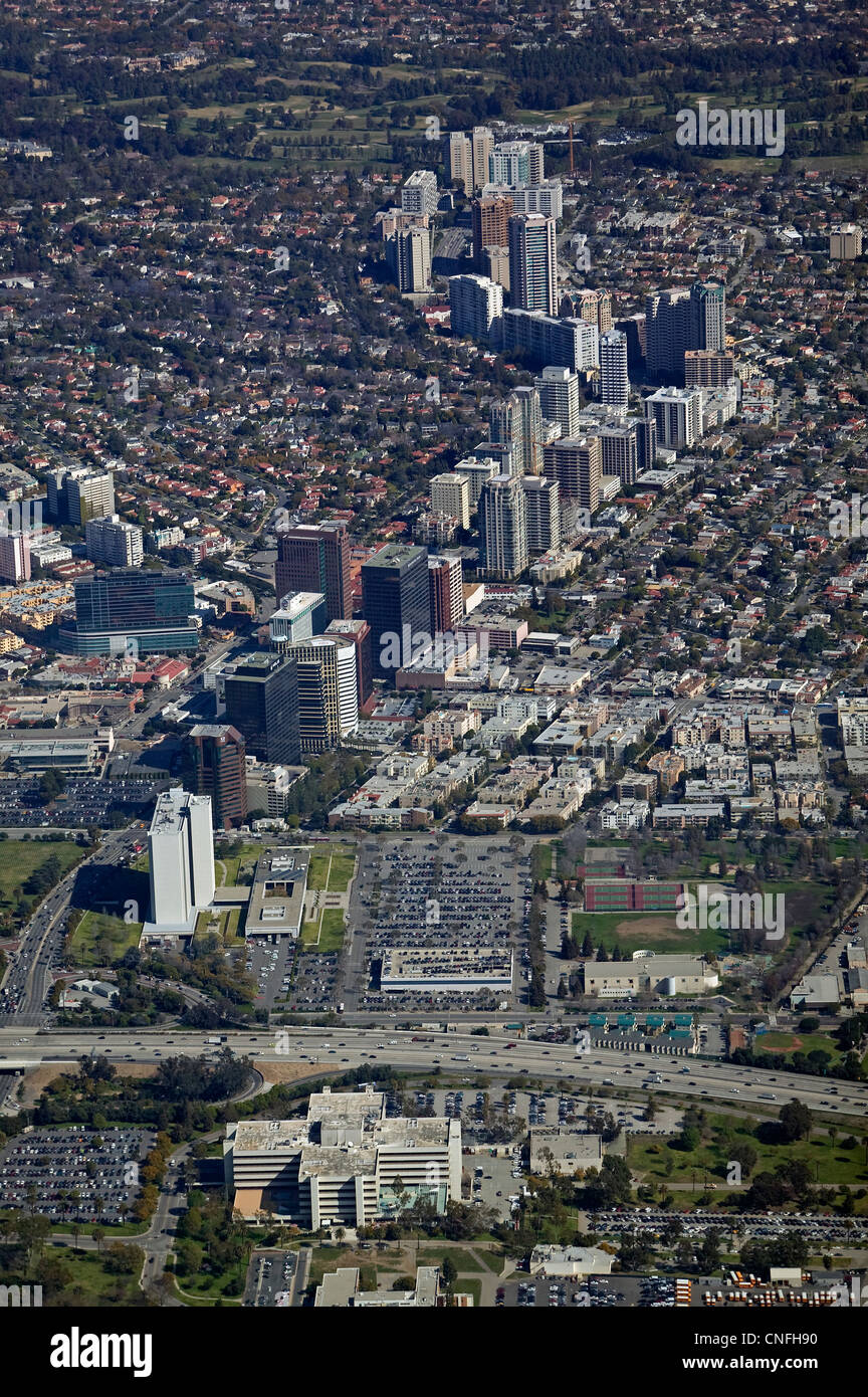 Photographie aérienne Wilshire Boulevard, Los Angeles, Californie Banque D'Images