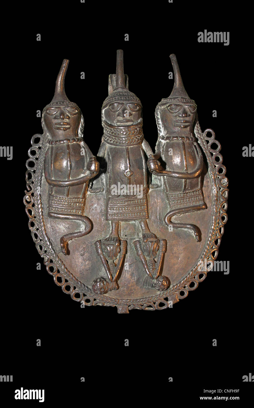 Pendentif plaque en bronze du Bénin Banque D'Images