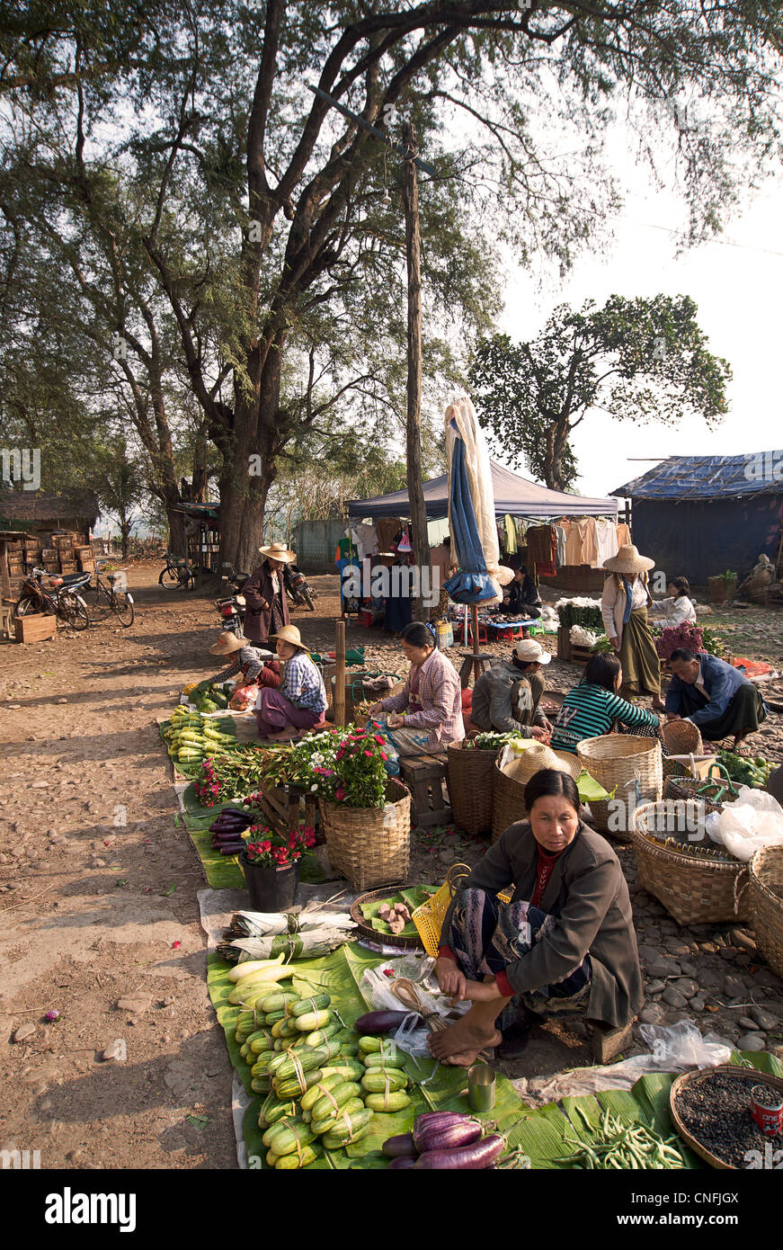 Marché de Hsipaw, l'État Shan, en Birmanie. Myanmar Banque D'Images