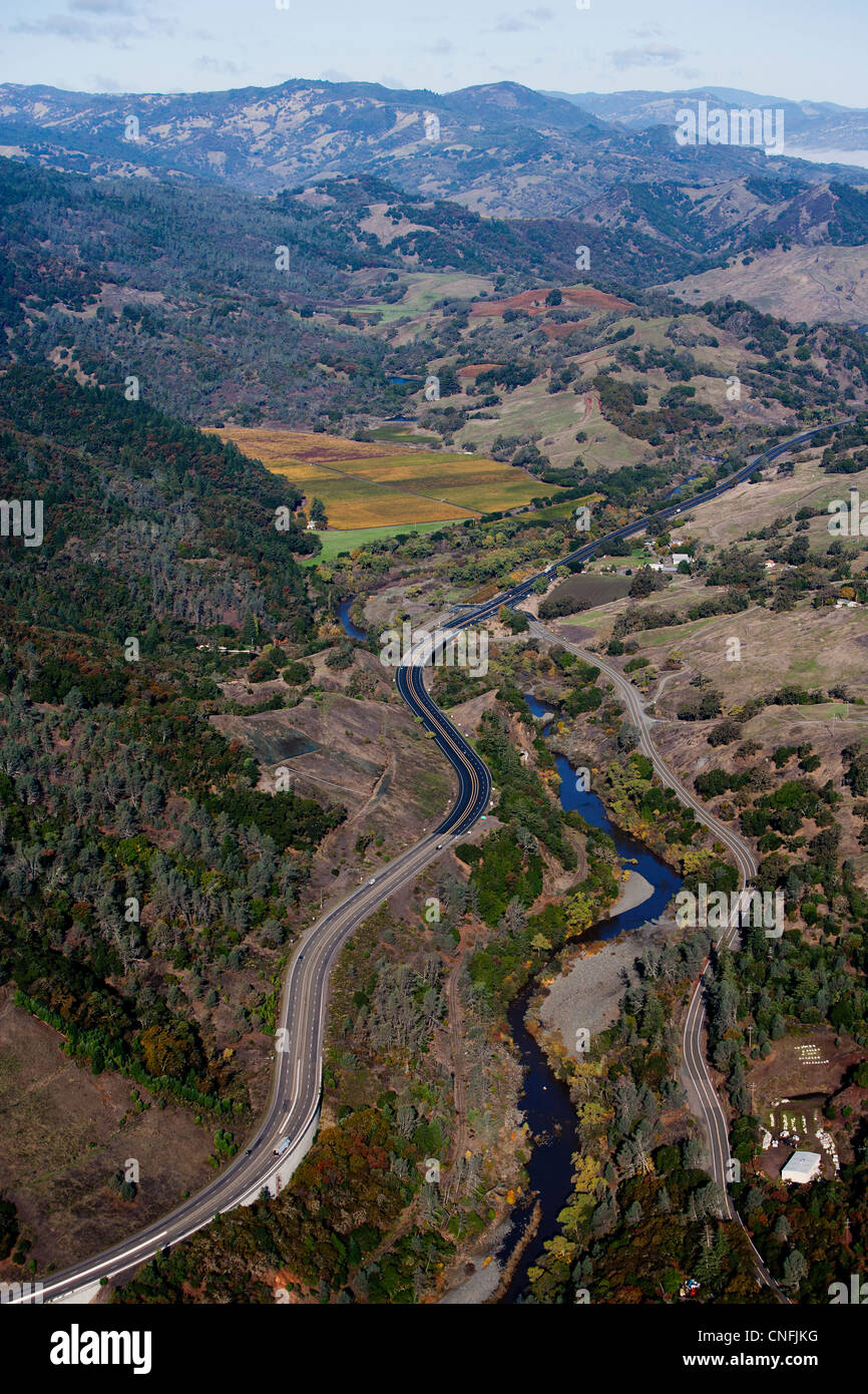 Photographie aérienne Russian River dans le Comté de Sonoma, en Californie Banque D'Images