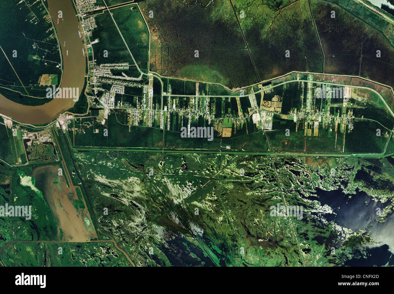 Photo aérienne de la carte Delta du Mississippi en Louisiane Banque D'Images