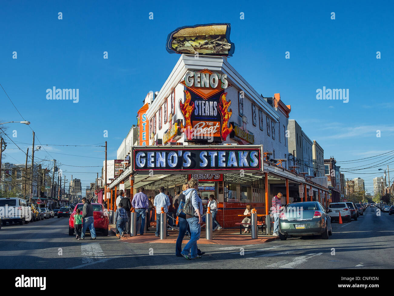 Geno's célèbres steaks, South Philly, Philadelphie, USA Banque D'Images