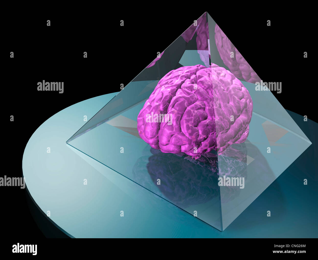 Cerveau emprisonné dans une pyramide artwork Banque D'Images