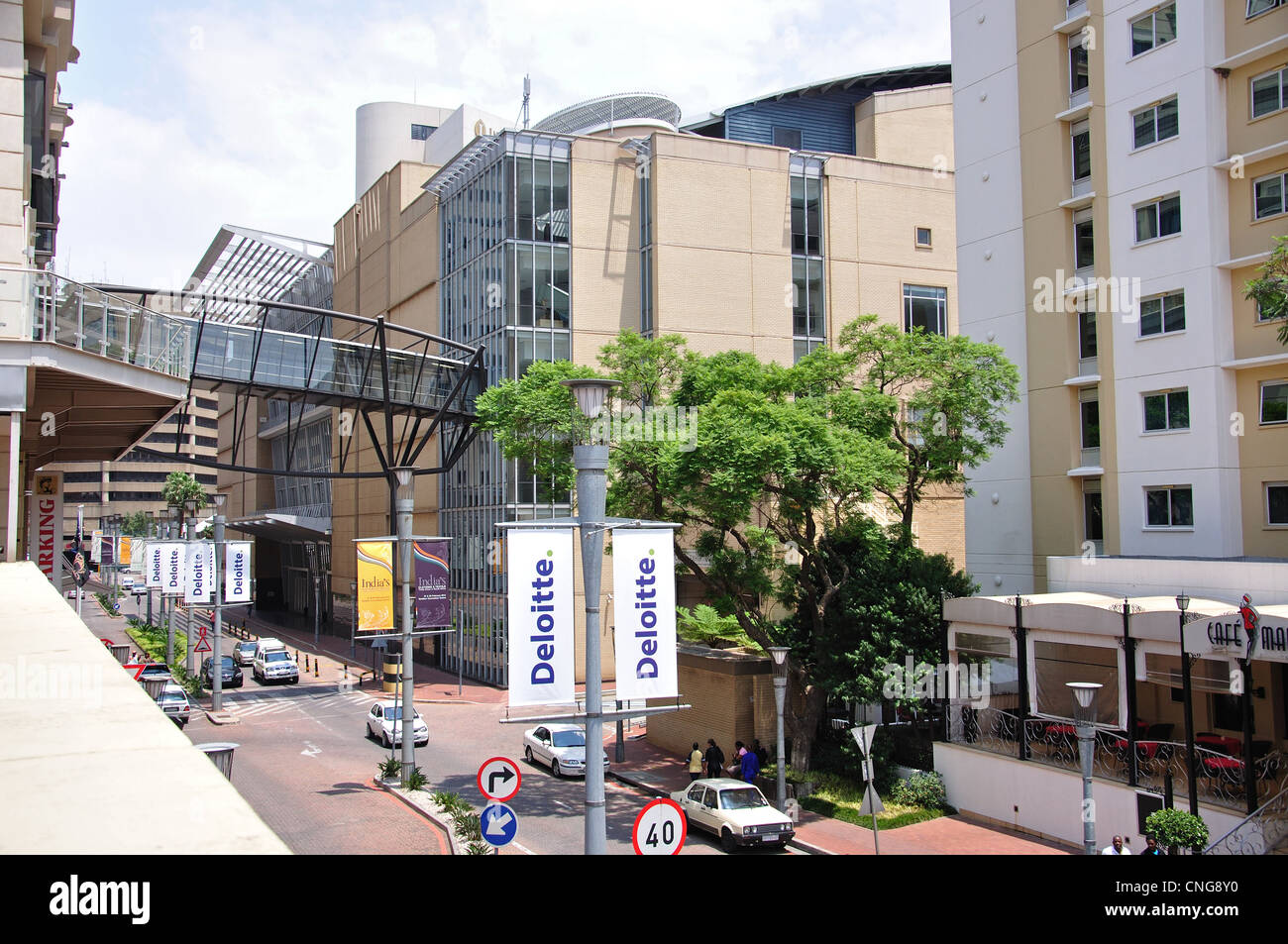 Business district, Maude Street, Sandton, Johannesburg, Gauteng Province, République d'Afrique du Sud Banque D'Images