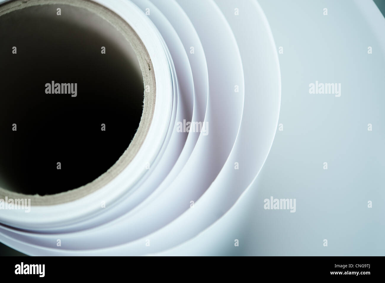 Macro topshot rouleau de papier dans une imprimerie Banque D'Images